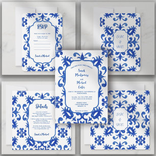 Mediterraanse Portugese Blauwe Tegel Custom Kaart