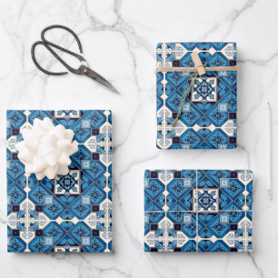 Mediterraanse tegels, Portugees, Azulejo, Majolica Inpakpapier Vel