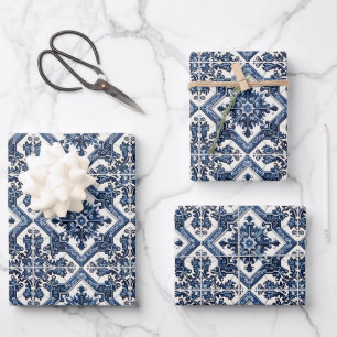 Mediterraanse tegels, Portugees, Azulejo, Majolica Inpakpapier Vel