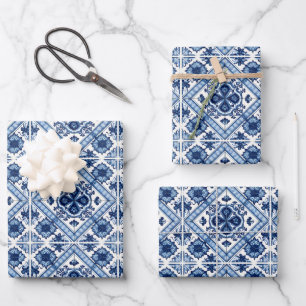 Mediterraanse Tegels, Portugees, Azulejo, Majolica Inpakpapier Vel