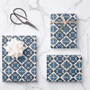Mediterraanse tegels, Portugees, Azulejo, Majolica Inpakpapier Vel