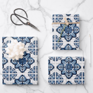 Mediterraanse tegels, Portugees, Azulejo, Majolica Inpakpapier Vel