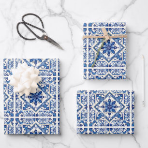 Mediterraanse tegels, Portugees, Azulejo, Majolica Inpakpapier Vel