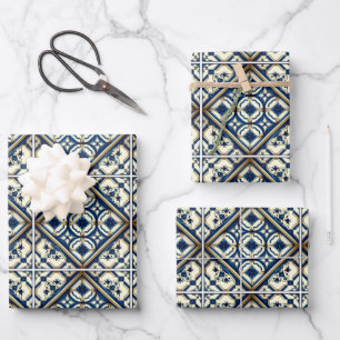 Mediterraanse tegels, Portugees, Azulejo, Majolica Inpakpapier Vel