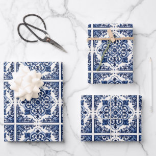 Mediterraanse tegels, Portugees, Azulejo, Majolica Inpakpapier Vel