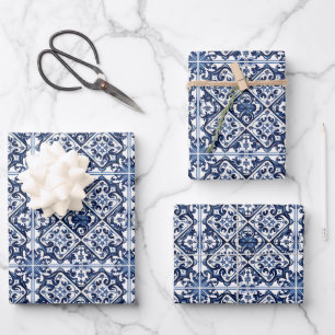 Mediterraanse tegels, Portugees, Azulejo, Majolica Inpakpapier Vel