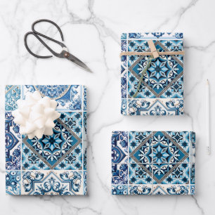 Mediterraanse Tegels, Portugees, Azulejo, Majolica Inpakpapier Vel