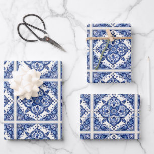 Mediterraanse tegels, Portugees, Azulejo, Majolica Inpakpapier Vel