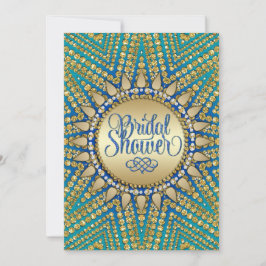 Mediterraanse Zon Goud Glitter Bruidsbruiloft Kaart