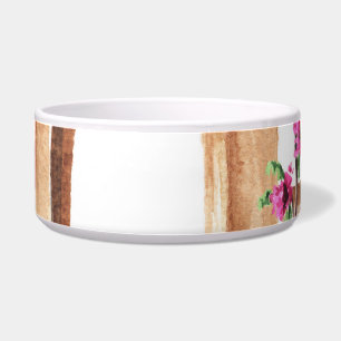 Mediterrane architectuur, bloemen, waterverf, h voerbakje