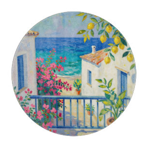 Mediterrane Balkon Citroen Bougainvillea Zeezicht Snijplank