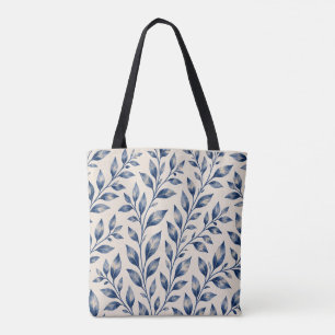 Mediterrane blauwe aquarel blad-tas draagtas