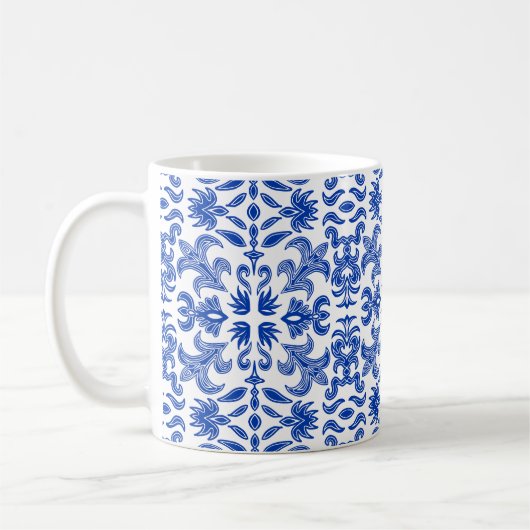 Mediterrane Blauwe en Witte Mok (Links)
