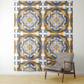 Mediterrane Blauwe Lemon Wandkleed (In situ)