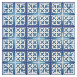 Mediterrane blauwe Marokkaanse Tegel katoen of lin Stof