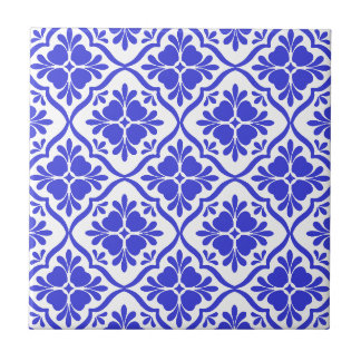 Mediterrane blauwe ornamenten vintage tegeltje