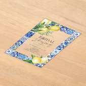 Mediterrane Blauwe Tegel Citrus Citrus Lemon Vrijg Acryl Uitnodigingen (Laagn)