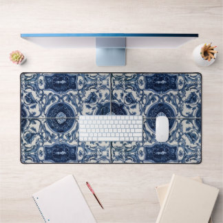 Mediterrane Blauwe Tegel Desk Mat Azulejo Home