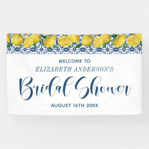 Mediterrane Blauwe Tegel Lemon Vrijgezellenfeest W Spandoek