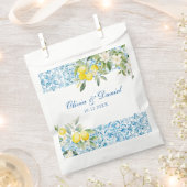 Mediterrane Blauwe Tegels & Citroenbruiloft Bedankzakje (Geknipt)