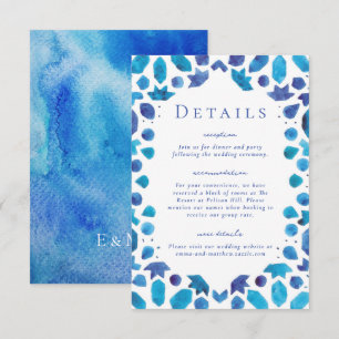 Mediterrane Blauwe Tegels Weddenschap Details Informatiekaartje