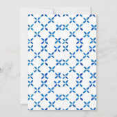 Mediterrane Blauwe Tile Beach Summer Weddenschap Save The Date (Achterkant)
