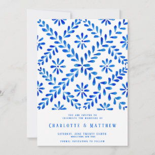 Mediterrane Blauwe Tile Beach Summer Weddenschap Save The Date