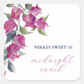 Mediterrane Bougainvillea Birthday Snack Labels (Voorkant)