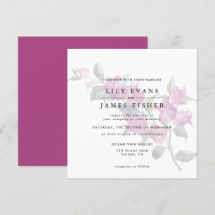 Mediterrane Bougainvillea Pink Floral Wedding Kaart