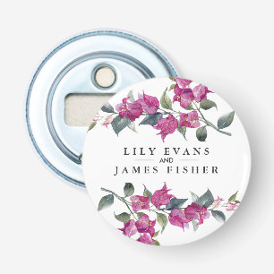 Mediterrane Bougainvillea Trouwplezier Stickers Button Flesopener