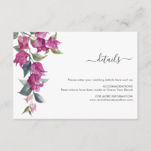 Mediterrane Bougainvillea Wedding Enclosure Card Informatiekaartje