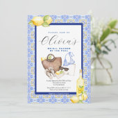 Mediterrane bruidsdouche uitnodiging, Positano Kaart (Staand voorkant)