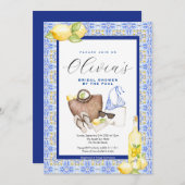 Mediterrane bruidsdouche uitnodiging, Positano Kaart (Voorkant / Achterkant)