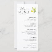 Mediterrane citroen botanische bruiloft Menu (Voorkant)