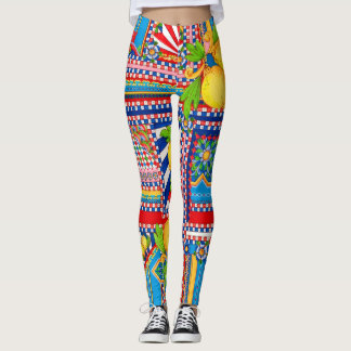 Mediterrane Citroen Dolce Patchwork Tegel Leggings