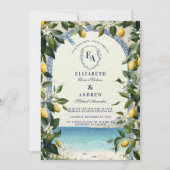 Mediterrane citroen en groen bruiloft kaart (Voorkant)