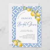 Mediterrane citroenen Blauwe Tegels Vrijgezellenfe Kaart (Voorkant)