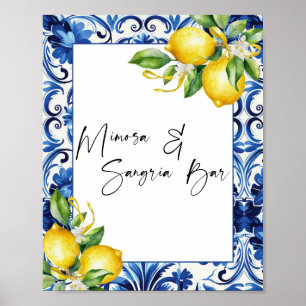 Mediterrane citroenen Mimosa Sangria Bar Sign Poster