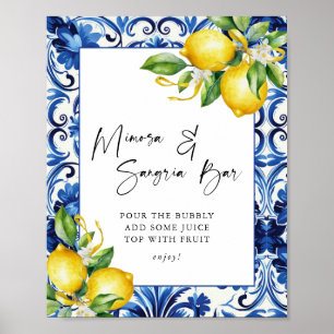 Mediterrane citroenen Mimosa Sangria Bar Sign Poster