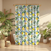 Mediterrane citrus met blauwe bloemen douchegordijn