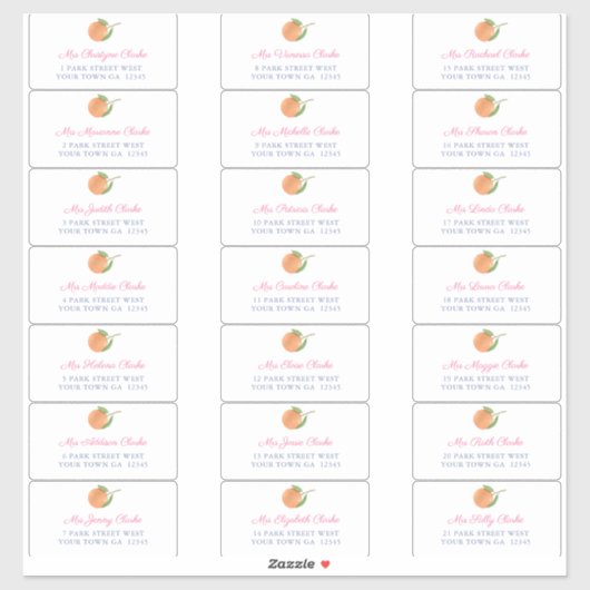 Mediterrane Citrus Pink Guest Envelope Adres Sticker (Vel)