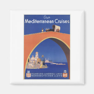 Mediterrane cruises Ship Line Vintage Travel Magneet