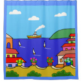 Mediterrane feestdag douchegordijn (Voorkant)