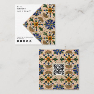 Mediterrane Floral QR Code Social Media Vierkante Visitekaartje