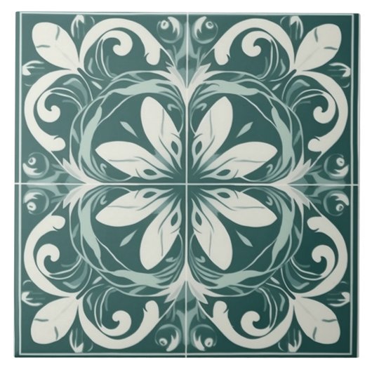 Mediterrane groene ventilator keramische Tegel Tegeltje (Voorkant)