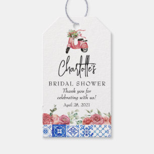 Mediterrane Italië Floral Pink Vrijgezellenfeest Cadeaulabel