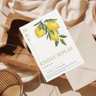 Mediterrane Italië Griekenland Lemon Vibrant Wedde RSVP Kaartje