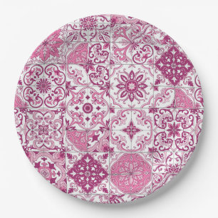 Mediterrane kleuren/ Azulejo tegels Papieren Bordje