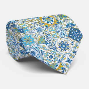 Mediterrane kleuren/ Azulejo tegels Stropdas