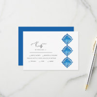 Mediterrane kobalt Blue Tegel Wedding RSVP Kaart